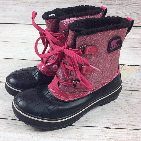 Sorel Joan Of Arctic Knit Girls Boots Navy Sparkle size US 2 NEW